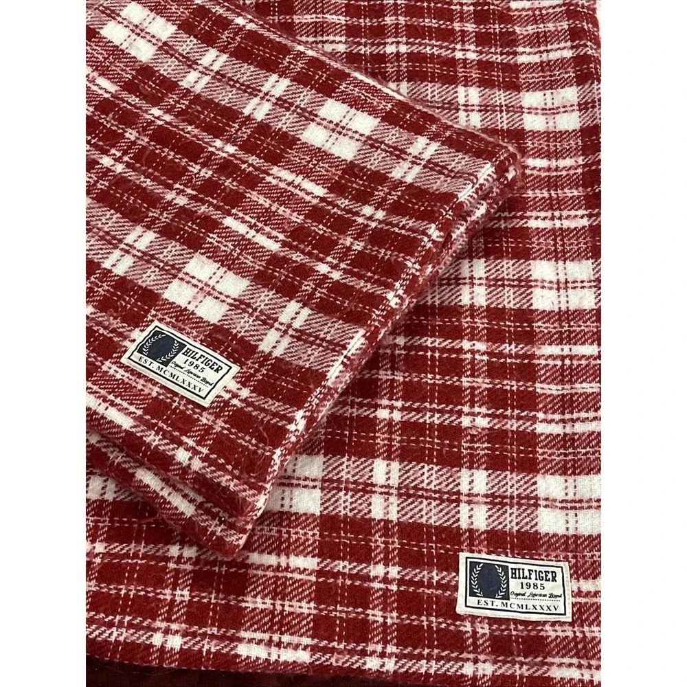 READ‎ TOMMY HILFIGER 24x24 Throw Pillow Cases ONLY Red White Plaid Cottage Guest